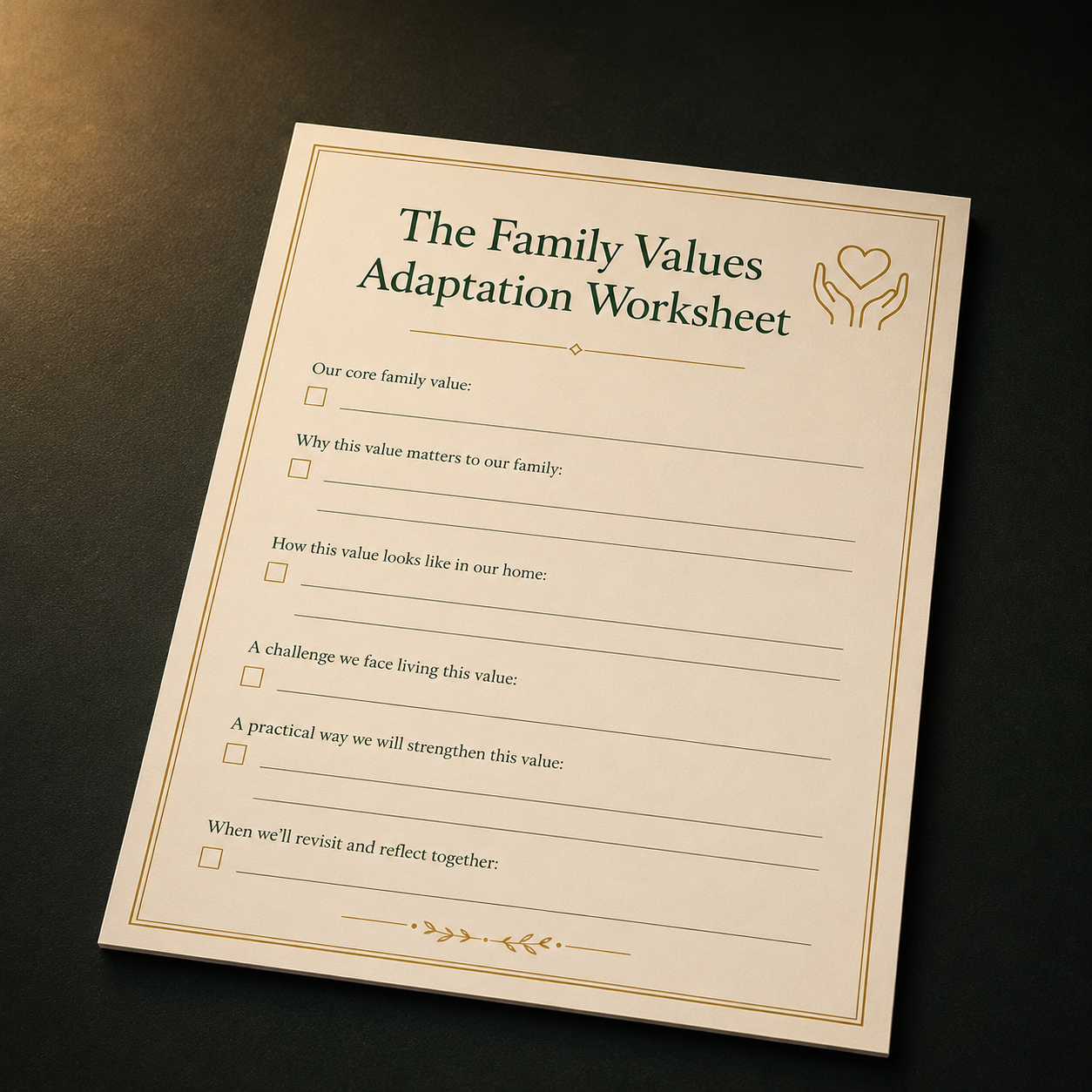 Bonus 1: The Family Values Adaptation Worksheet