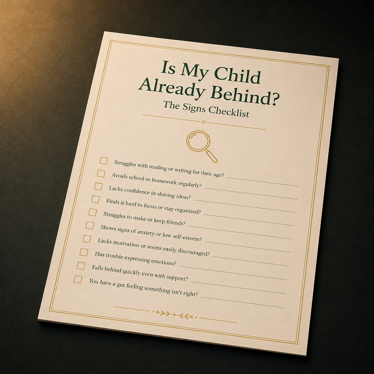 Bonus 2: Is My Child Already Behind? Signs Checklist